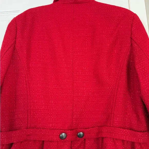 Coldwater Creek Red Blazer Jacket Button Detail Military Holiday Christmas - Picture 8 of 9